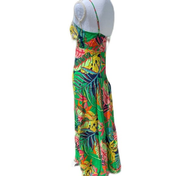 Olivaceous Floral Maxi Dress With Slit - Picture 8 of 12